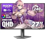 AOC Monitor para jogos de torneios Agon Pro AG276QZD2 de 27 polegadas OLED, 2560 x 1440, 240 Hz, 0,03 ms, G-Sync, compatível com PS5 e Xbox Switch, brilhante, preto
