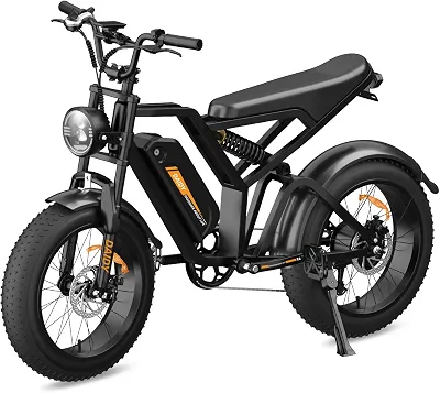 BEMMY Bicicleta Elétrica para Adultos, Pneu Largo de 20x4”, 750W(Pico de 1000W), Bicicleta Elétrica de Motocicleta de 7 Velocidades, Bateria de 48V (Preto). A única Loja Autorizada "Bemmy-BR"