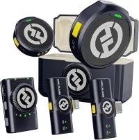 Sistema Microfone Lapela Duplo Hollyland Lark M2 Combo Wireless para Câmeras e SmartPhones