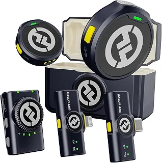 Sistema Microfone Lapela Duplo Hollyland Lark M2 Combo Wireless para Câmeras e SmartPhones
