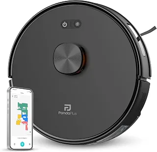 Robô Aspirador de Pó Inteligente AMG-R3 PRO 3 em 1 Varre, Aspira e Passa Pano com Mapeamento a Laser LDS, Compatível com Alexa e Google, Wi-Fi, App e Controle Remoto Panda Plus Bivolt (Preto)