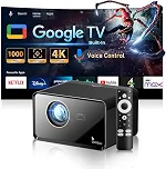 Projetor Bettdow AC1080, Full HD 1080p, 1000 ANSI Lúmens, Google TV, Wi-Fi, Bluetooth, Foco Automático, Keystone Vertical
