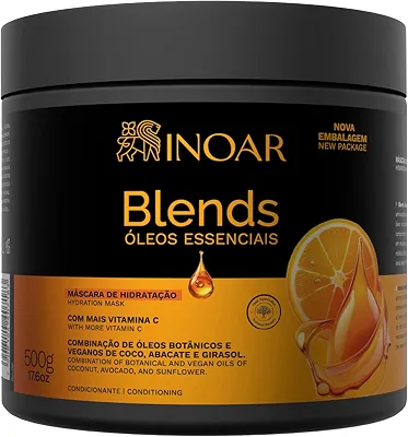 Inoar, Blends Máscara Capilar – Hidratação Profunda, Brilho e Maciez com Óleos de Coco, Abacate, Argan e Vitamina C - 500g