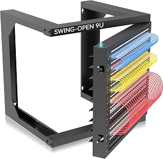 Suporte de parede para servidor 9U com abertura giratória, rack de rede de montagem na parede para equipamentos de 48 cm, racks e armários de computador para fácil acesso, rack de rede doméstico