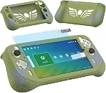 JCHPINE Capa de silicone para Logitech G Cloud Gaming Handheld, capa protetora para console de jogos Logitech G Cloud, protetor de tela, acessórios (capa verde e película de tela)