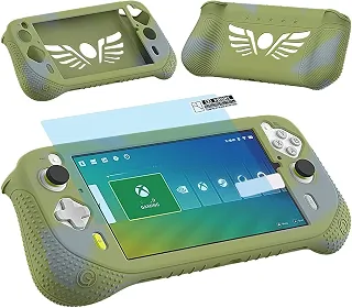 JCHPINE Capa de silicone para Logitech G Cloud Gaming Handheld, capa protetora para console de jogos Logitech G Cloud, protetor de tela, acessórios (capa verde e película de tela)