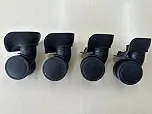 Kit com 4 rodas para malas de viagem. (Rodas Giratória DUPLAS Modelo Fechada Preta)