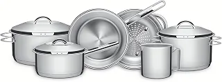 Jogo de Panelas Tramontina Solar em Aço Inox com Fundo Triplo e Tampas de Inox 6 Peças
