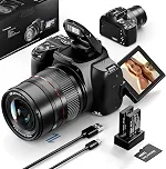 Câmera Digital 4K 72MP com Zoom Óptico 12X, Tela Flip 270° para Selfie e Vlog, WiFi, Flash Xenon, Câmera DSLR para Iniciantes e Criadores de Conteúdo