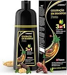 Shampoo Tonalizante Preto 3 em 1 para Cabelos Grisalhos – Shampoo que Pinta o Cabelo para Homens e Mulheres, Tinta de Cabelo com Extratos Vegetais, Cobertura de Fios Brancos por até 15 Dias, 400ml