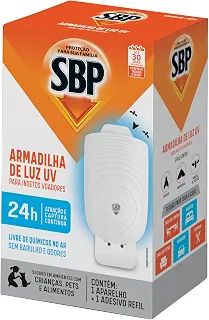 SBP Armadilha de Luz UV para Insetos Voadores, Captura Contínua 24h, Sem Químicos no Ar, Sem Cheiro, 1 Aparelho + 1 Refil