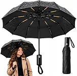 Guarda-Chuva Automático Reforçado, Dobrável e Compacto, Proteção para Chuva e Sol, Estrutura Resistente, Abertura por Botão, Portátil para Bolsa, Mochila, Carro e Viagem