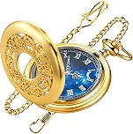 Relógio de bolso vintage, escala de algarismos romanos, quartzo, com corrente, unissex, presente de aniversário de formatura