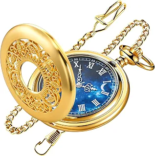 Relógio de bolso vintage, escala de algarismos romanos, quartzo, com corrente, unissex, presente de aniversário de formatura
