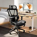 Cadeira de Escritório Ergonômica Preto com Apoio de Pés, Ajustável