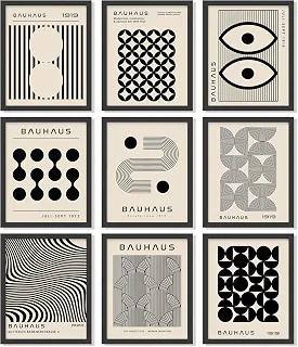 97 Decor Pôster Bauhaus moderno - decoração de parede moderna de meados do século, arte de parede geométrica do meio do século, impressões de parede abstratas da Bauhaus, imagens minimalistas de