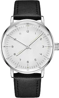Relógio mecânico vintage com espelho de vidro abobadado e caixa de 40 mm, relógio de pulso mecânico casual e minimalista para homens e mulheres