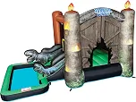 Jurassic World Bounce House Water Slide with Pool, Plus Heavy Duty Air Blower with GFCI for Kids Ages 3-8 Years