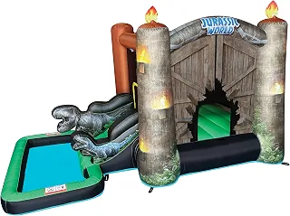 Jurassic World Bounce House Water Slide with Pool, Plus Heavy Duty Air Blower with GFCI for Kids Ages 3-8 Years