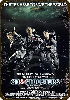 HomDeo Pôster clássico do filme Caça-Fantasmas de 1984, placa de metal