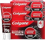 Colgate Creme Dental Clareador Luminous White Carvão Ativado 70g 4 unidades