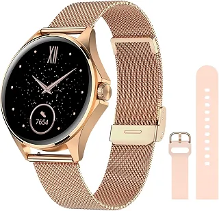Smartwatch Feminino Relógio Inteligente com IA Chatgpt, 1.32’’ AMOLED,iOS Android, IP68 Água, Frequência Cardíaca, Monitor de Sono, 100 Esportes, 2 Pulseiras silicone e couro