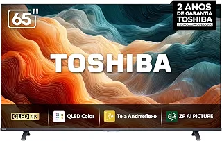 Toshiba Smart TV MiniLED QLED 4K 65' Polegadas 65M450SS com Painel Antirreflexo Processador de AI ZR Som Aprimorado por AI Modo Game