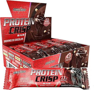 Integralmedica - Barra de Proteína Whey Protein Crisp Bar Brownie de Chocolate - Snack Proteíco Baixa Caloria, Aumenta a Saciedade - Pré e Pós-Treino - Display com 12Un