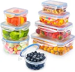 YASHE Potes Herméticos para Alimentos 16 Peças (8 Potes + 8 Tampas) – Plástico BPA Free, Empilháveis, Micro-ondas e Freezer