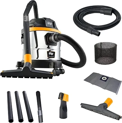WAP Aspirador de Pó e Água Barril GTW INOX 15, Compacto, 14,8 Litros, com Filtro Lavável, 146mbar 1700W 220V