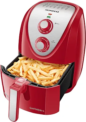 MONDIAL Fritadeira Sem Óleo Air Fryer 5L, Vermelho/Inox, 1900W, 220V - AFN-50-RI