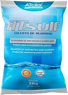 Sulfato de alumínio decantador para piscina, AtCllor, AtSulf, 2kg, Cinza