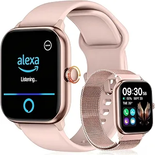 SmartWatch, relogio smartwatch feminino com GPS Integrado, Alexa Integrada e Som Estéreo sem Fio, Tela AMOLED 1.85', IP68 à Prova d'Água, 100+ Modos Esportivos, Faz e Recebe Ligações Bluetooth