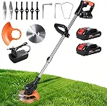 Trailabo 3 em 1 Cortador de Grama Elétrico Sem Fio, Roçadeira, 20.000RPM, 2 Baterias de 48 V, 3 Tipos de Lâminas, Lâmina de 150 mm de Diâmetro, Leve e Fácil de Operar