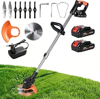 Trailabo 3 em 1 Cortador de Grama Elétrico Sem Fio, Roçadeira, 20.000RPM, 2 Baterias de 48 V, 3 Tipos de Lâminas, Lâmina de 150 mm de Diâmetro, Leve e Fácil de Operar