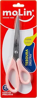 Molin Tesoura Office - 21 cm - Cor Rosa - Blister com 1 Unidade
