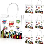 Aliceset 20 peças de sacos de lembrancinhas transparentes para heróis com alças para festa de herói, sacos de presente de plástico para meninos, meninas, aniversário, crianças, sala de aula,
