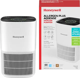 Honeywell Purificador de ar Allergen Plus AQSense HEPA para casa, quarto e animais de estimação, capa de 530 m², sensor de qualidade do ar, modo automático, modo de suspensão, filtro de 7,6 cm