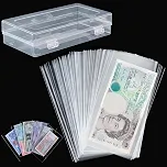 100 peças de capas para moedas - porta-dólar transparente com caixa de armazenamento protetor de cédulas para suprimentos de coleção de selos de notas de papel-moeda