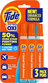 Tide Removedor de manchas para roupas, caneta Tide To Go, caneta de remoção instantânea de manchas e limpador de manchas, portátil e fácil de viajar, funciona em manchas de alimentos e bebidas