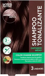 Shampoo Tonalizante Kiss New York Color Change, Castanho Médio