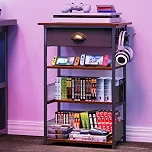 Hongtamoya Suporte de mídia AV de 4 camadas com gaveta, prateleira de console de videogame com 2 ganchos, torre de rack de áudio perfeita para/Xbox/PS5/Switch/Consoles de jogos/DVD Player/projetor/Sky