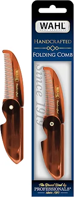 Wahl Pente dobrável de barba e bigode para cuidados masculinos - feito à mão e cortado à mão com acetato de celulose - dentes afunilados e arredondados lisos - Modelo 3326