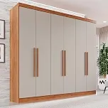 Guarda-roupa Casal 6 Portas 2 Gavetas França Cinamomo/Off-White