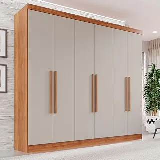 Guarda-roupa Casal 6 Portas 2 Gavetas França Cinamomo/Off-White