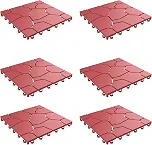 Pure Garden Pacote com 6 azulejos de polipropileno interligados para terraço - piso externo resistente ao clima para varanda, varanda e garagem (Bridk Red)