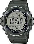 Relógio Masculino Casio Série Illuminator AE1500WH, Digital, Bateria para 10 Anos, Retroiluminação por LED, 5 Alarmes, Cronômetro de 1/100 Segundo
