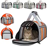 Bolsa de Transporte Pet para Gatos e Cães Pequenos Animais, Design Listrado, Com Alças, Portátil, Respirável (FEMEA)