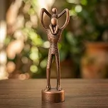 Estátua Pai e Filho 3D 15 cm Escultura Decorativa, Presente dos Pais (Cobre)