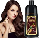 Shampoo Tonalizante Marrom Escuro 3 em 1 para Cabelos Grisalhos – Shampoo para Pintar Cabelo Unissex com Extratos Naturais, Cobertura Eficaz de Fios Brancos, Marrom Escuro Hair Dye Shampoo, 500ml